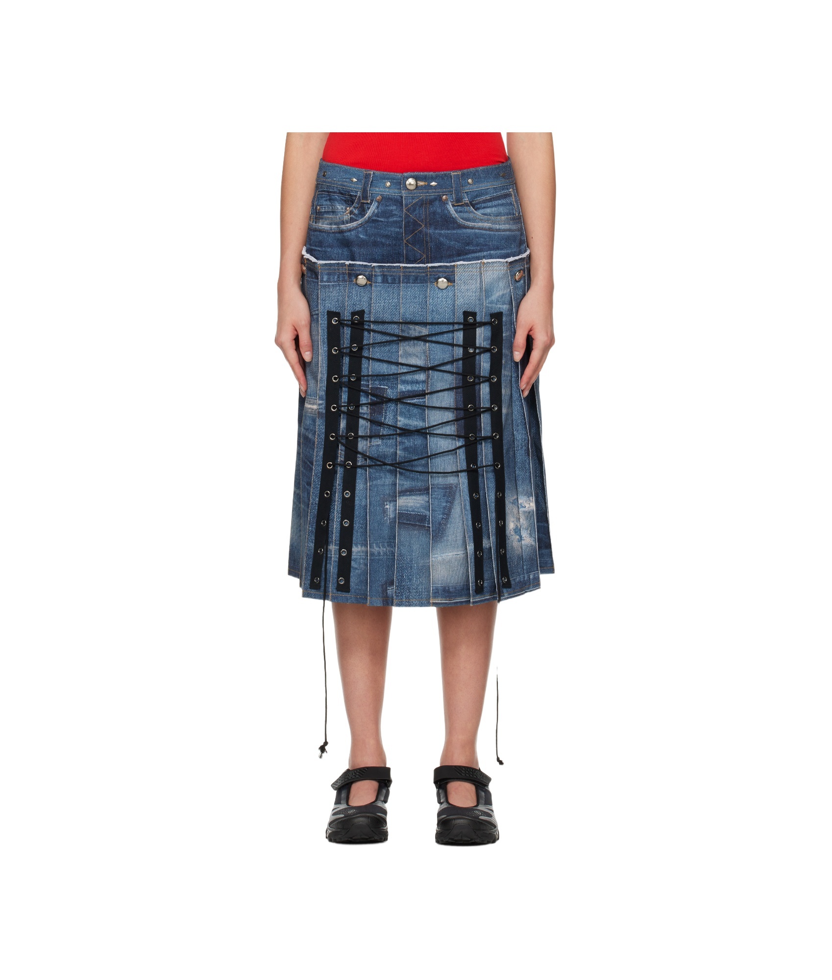 Andersson Bell Straddle Denim Skirt In Blue