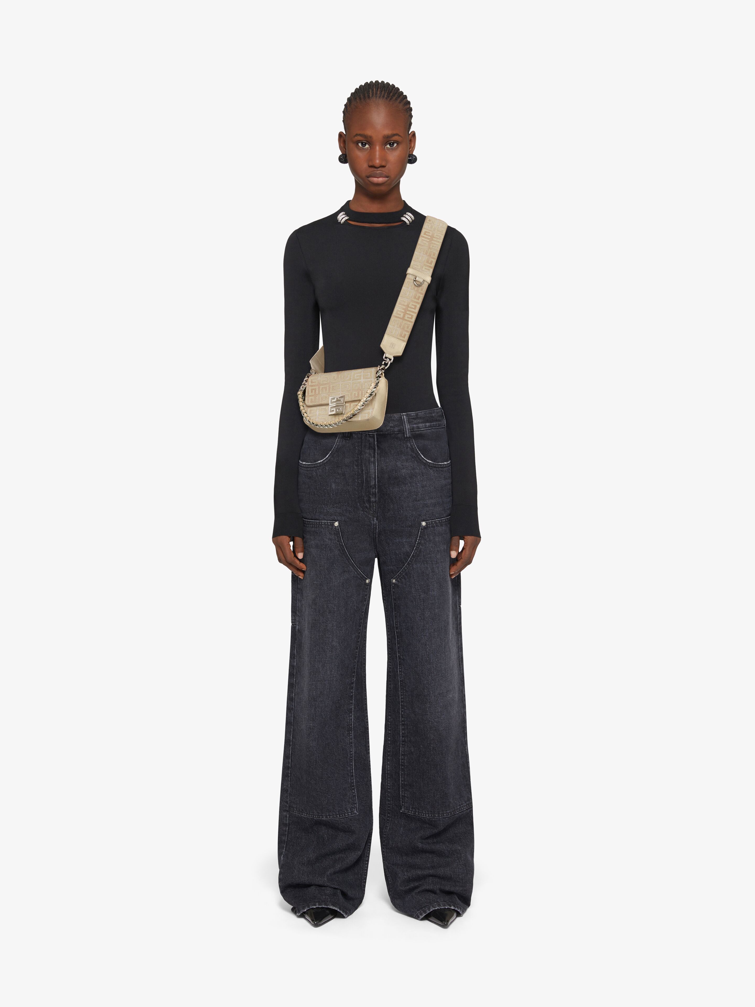Givenchy Small 4g Bag In Lurex Embroidery With Chain In Nude
