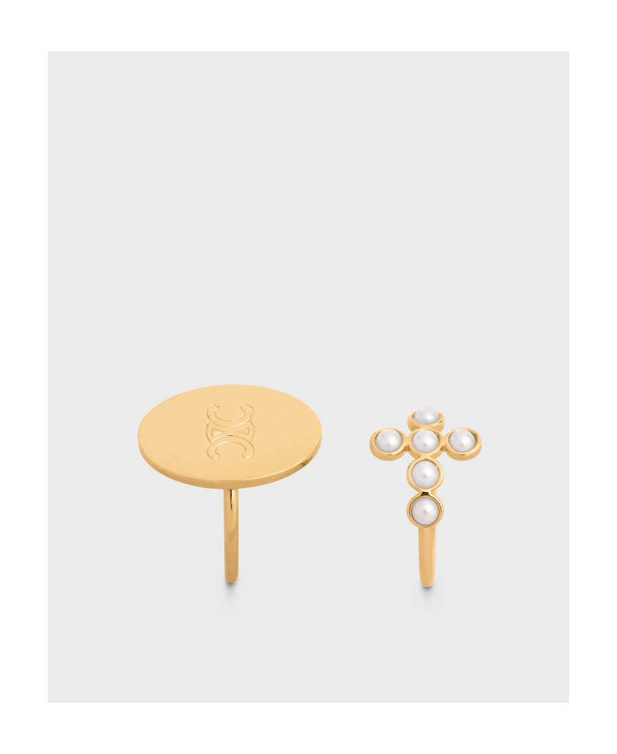 Celine Triomphe Folk Ring 2-piece Set In Yellow