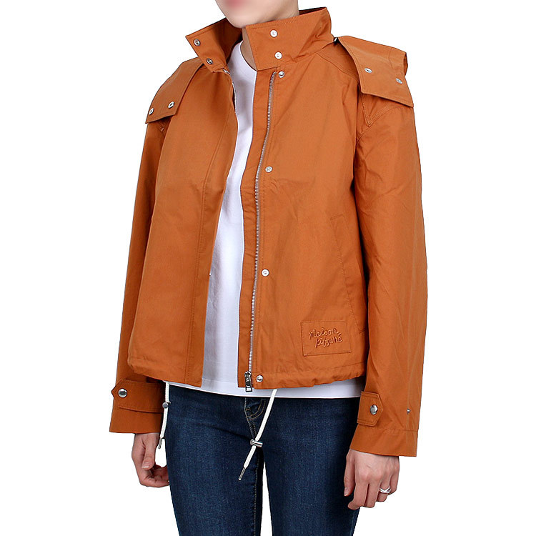Maison Kitsuné Long-sleeved Hooded Jacket In Brown