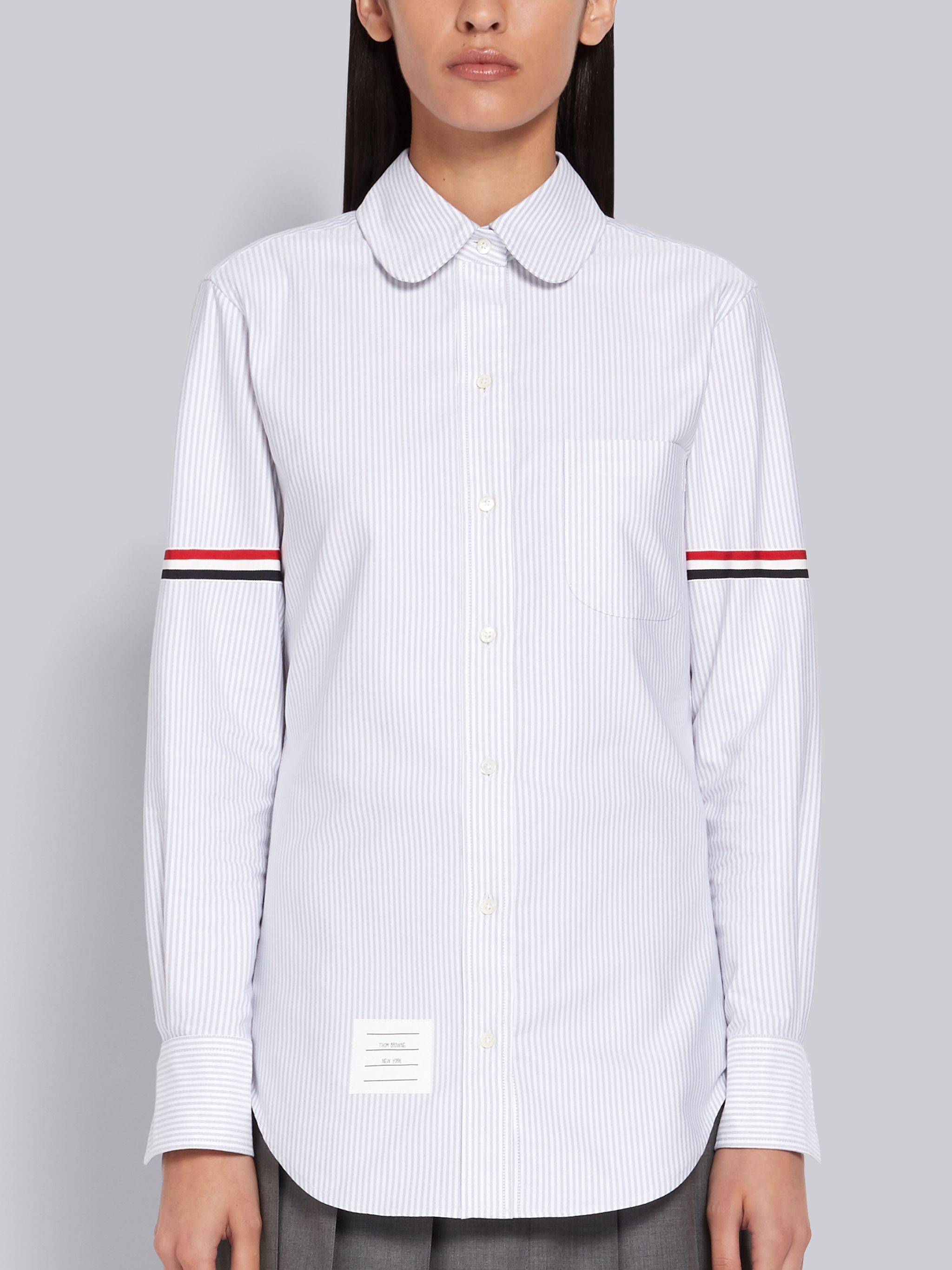 Thom Browne Grosgrain Armband Oxford Shirt In White