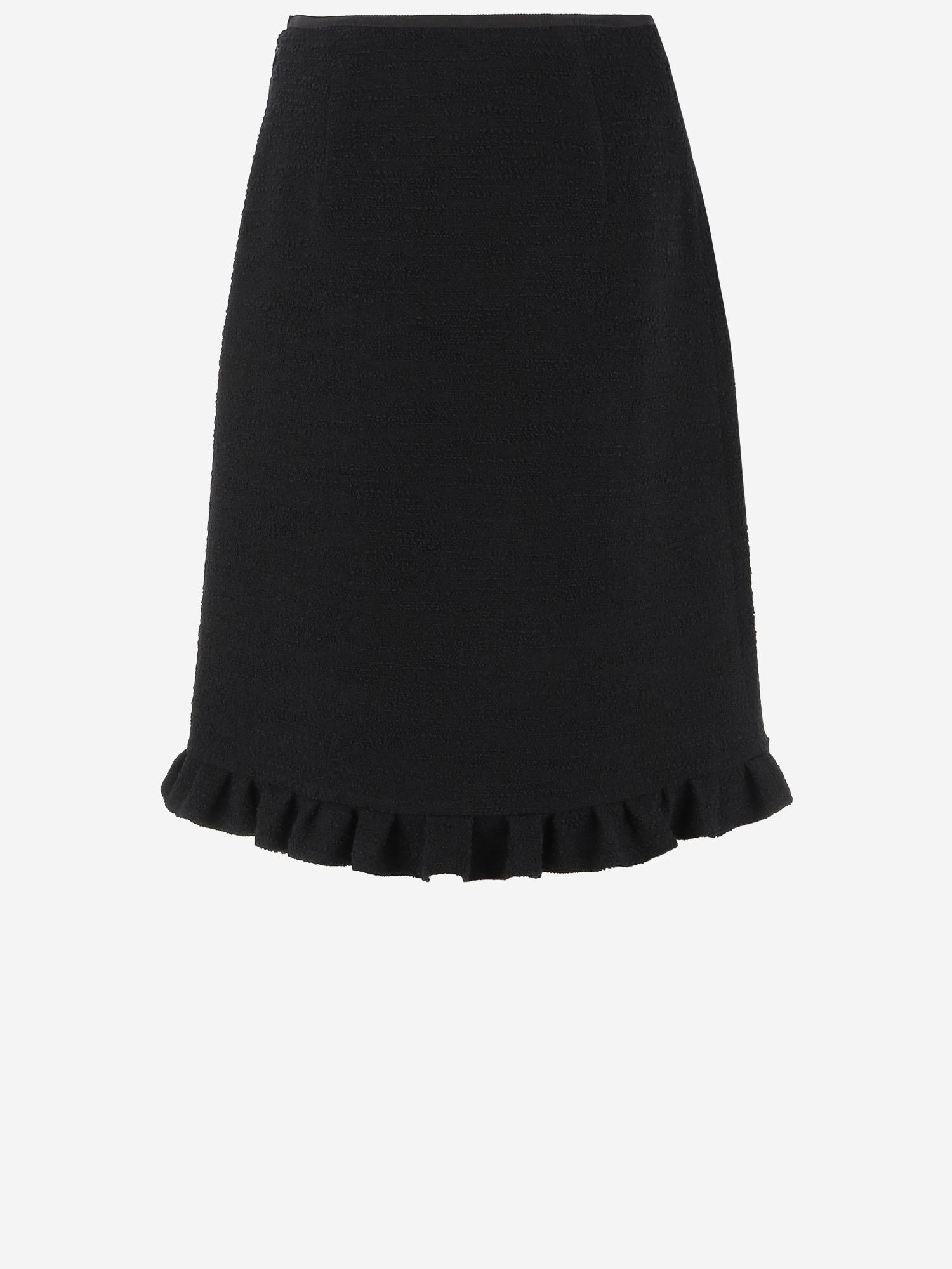 Valentino Ruffled Wool-blend Miniskirt In Black