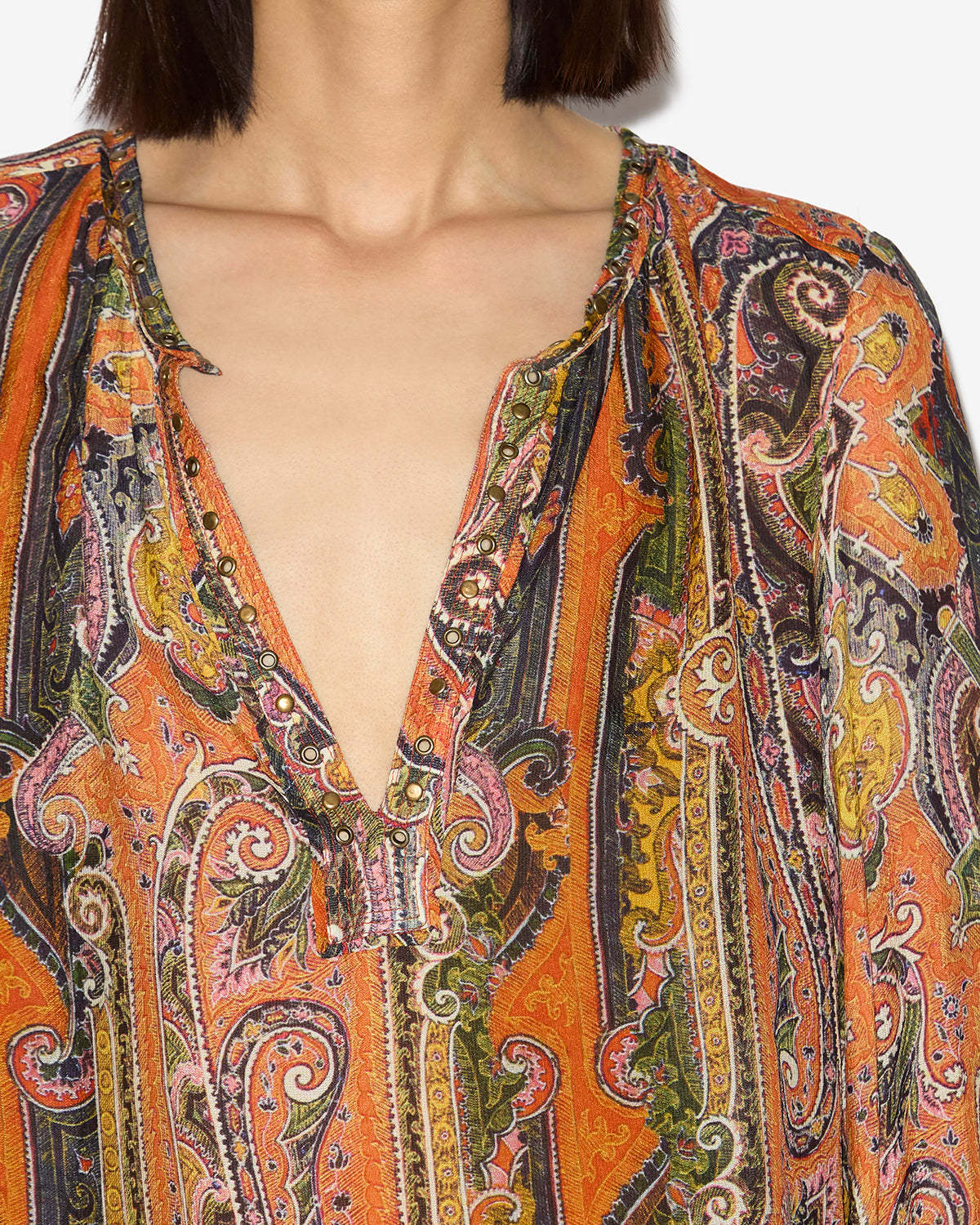 Isabel Marant May Embellished Paisley-print Silk-georgette Blouse In Nude