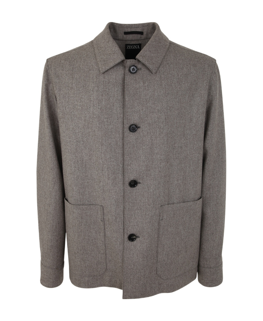Zegna Button-fastening Wool Shirt Jacket In Gray