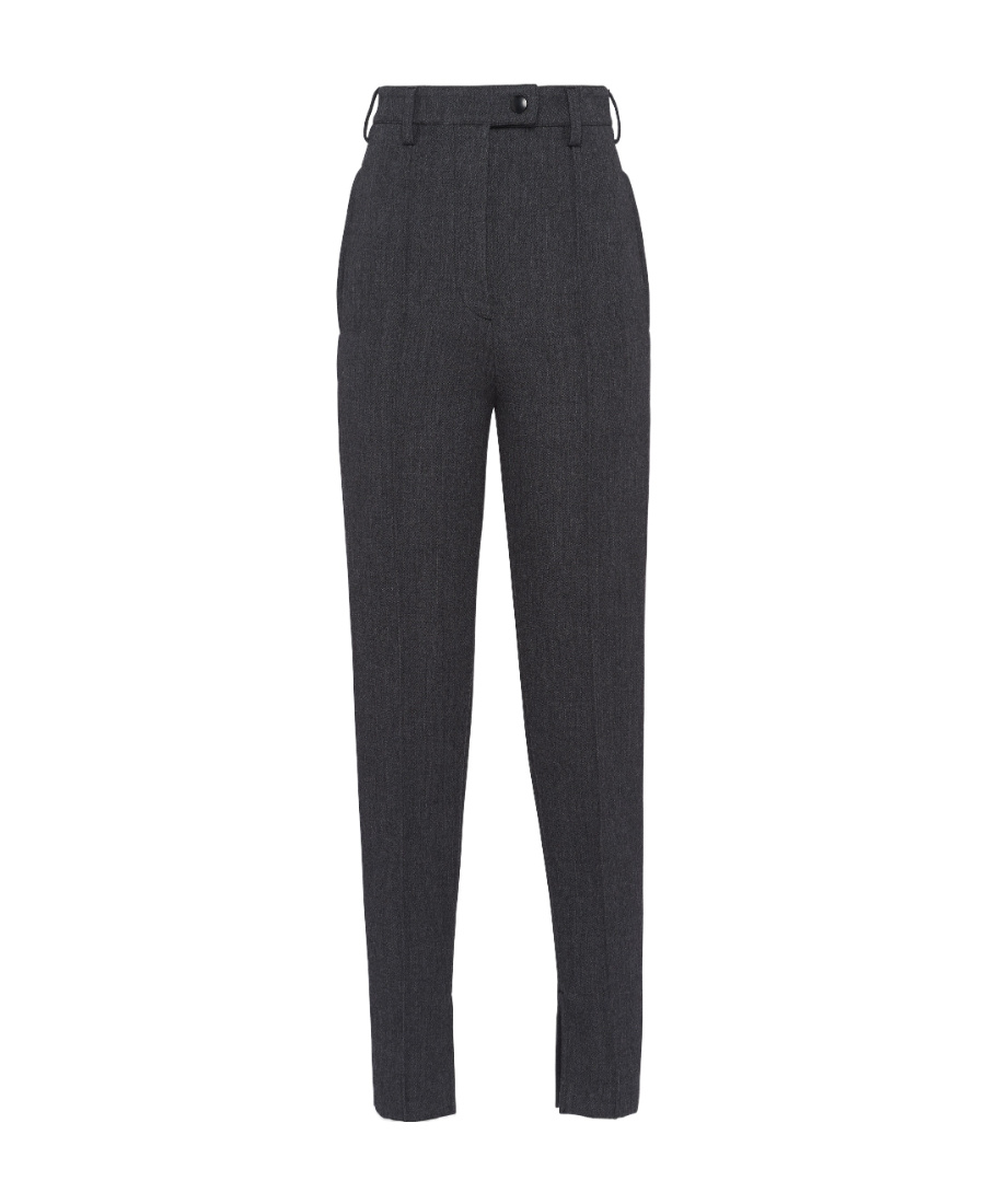 Prada Stretch Natte Wool Casual Pants In Gray