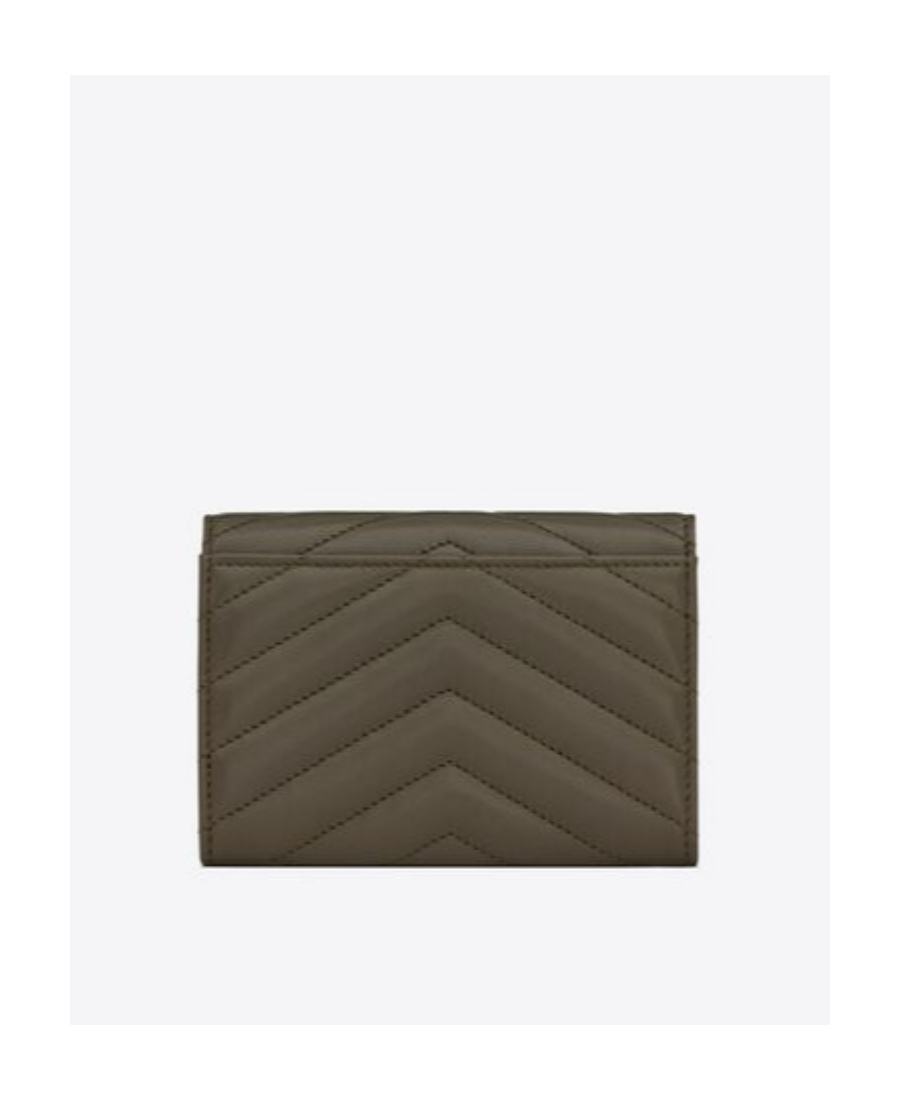 Saint Laurent Monogram Quilted Wallet In Green
