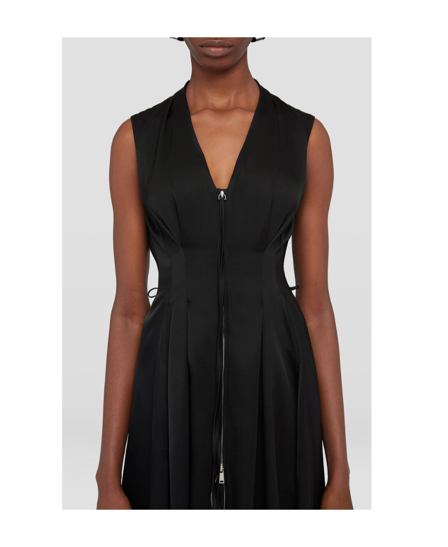 Jil Sander Pleated Fitted Dress In Black