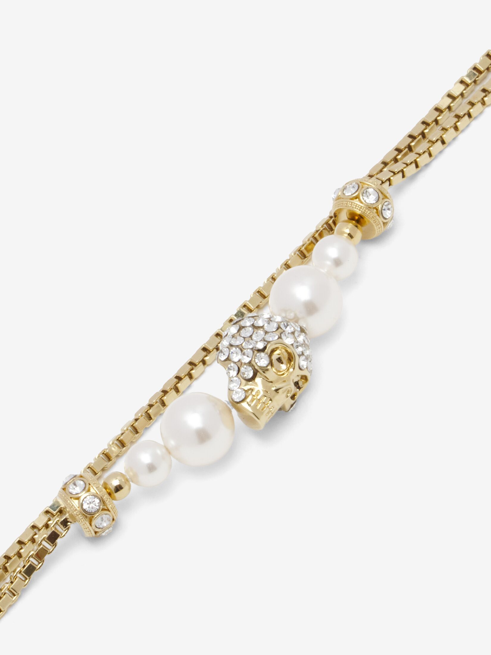 Alexander Mcqueen Skull And Pearl Chain Bracelet