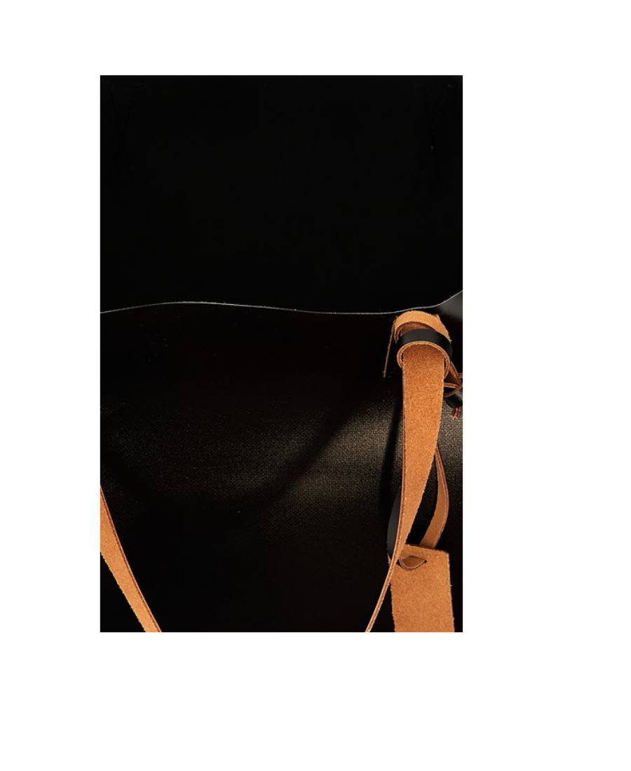 Marni Tribeca Logo-print Faux-leather Tote Bag In Black