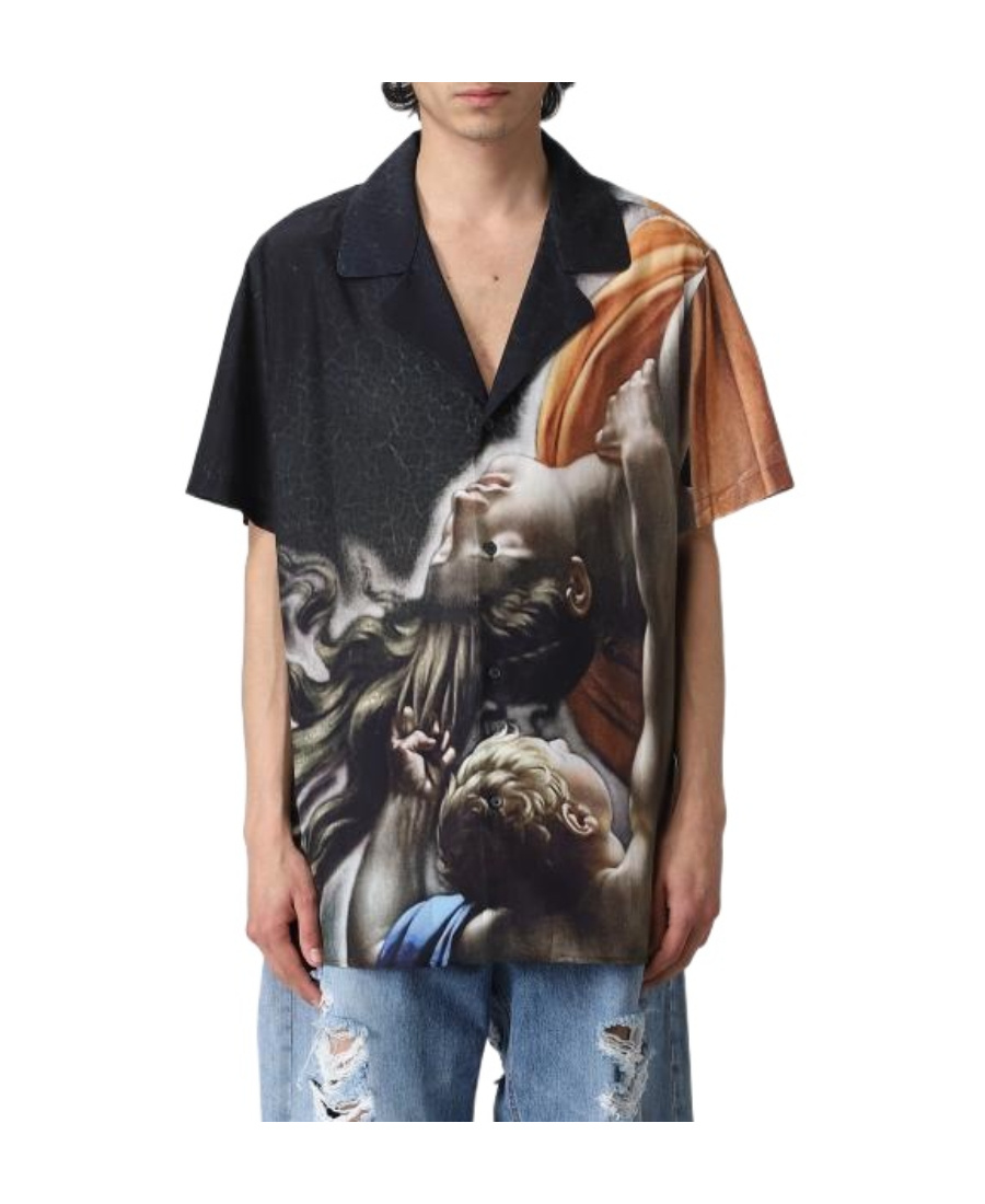 Balmain Graphic-print Short-sleeve Shirt In Black