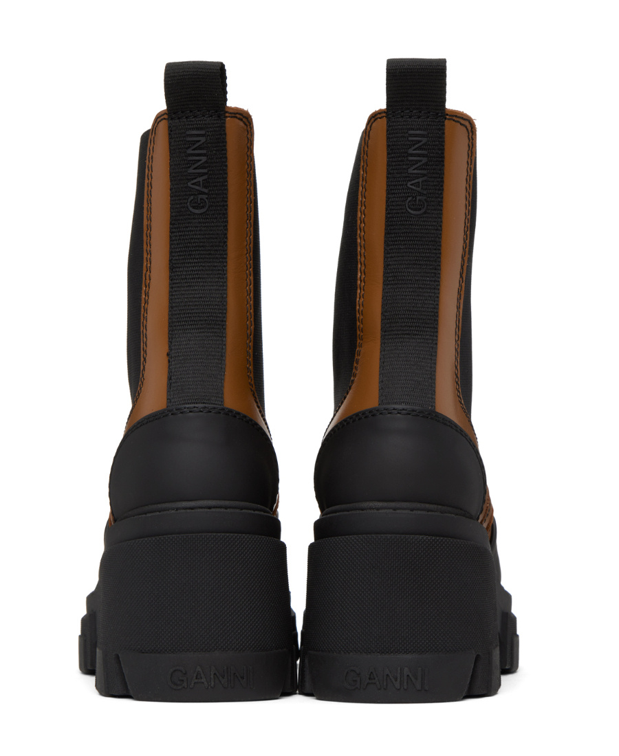 Ganni Patent Leather Chelsea Boots In Black