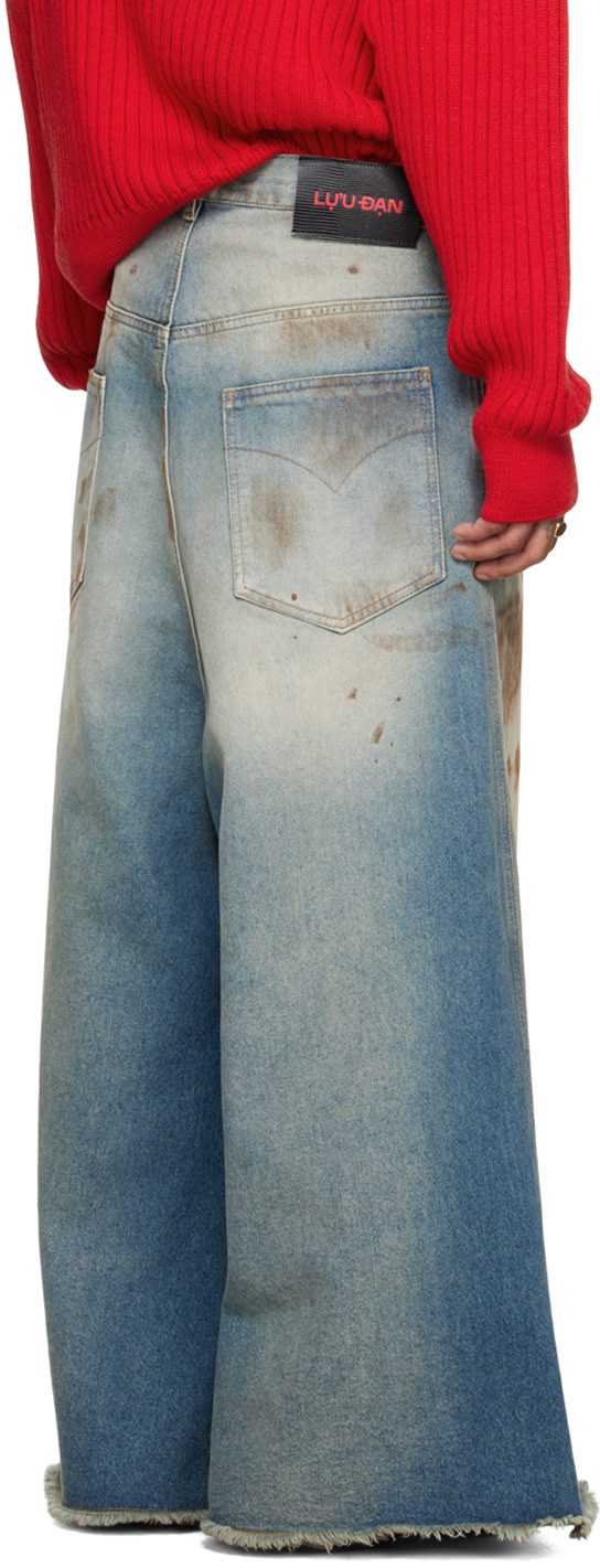 Lu'u Dan Blue Wide Cropped Jeans In Gray
