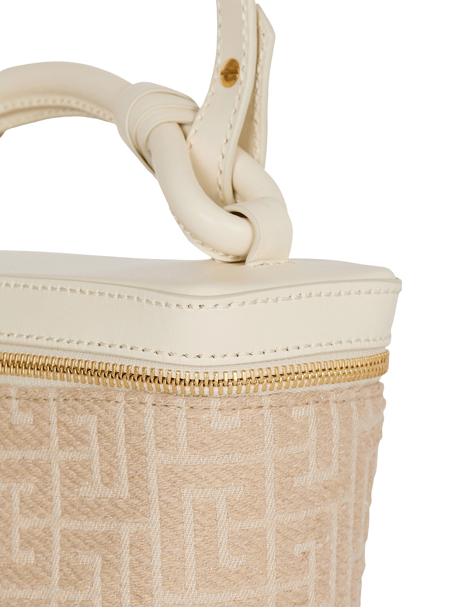 Balmain B-army Vanity Case In Monogrammed Canvas And Leather