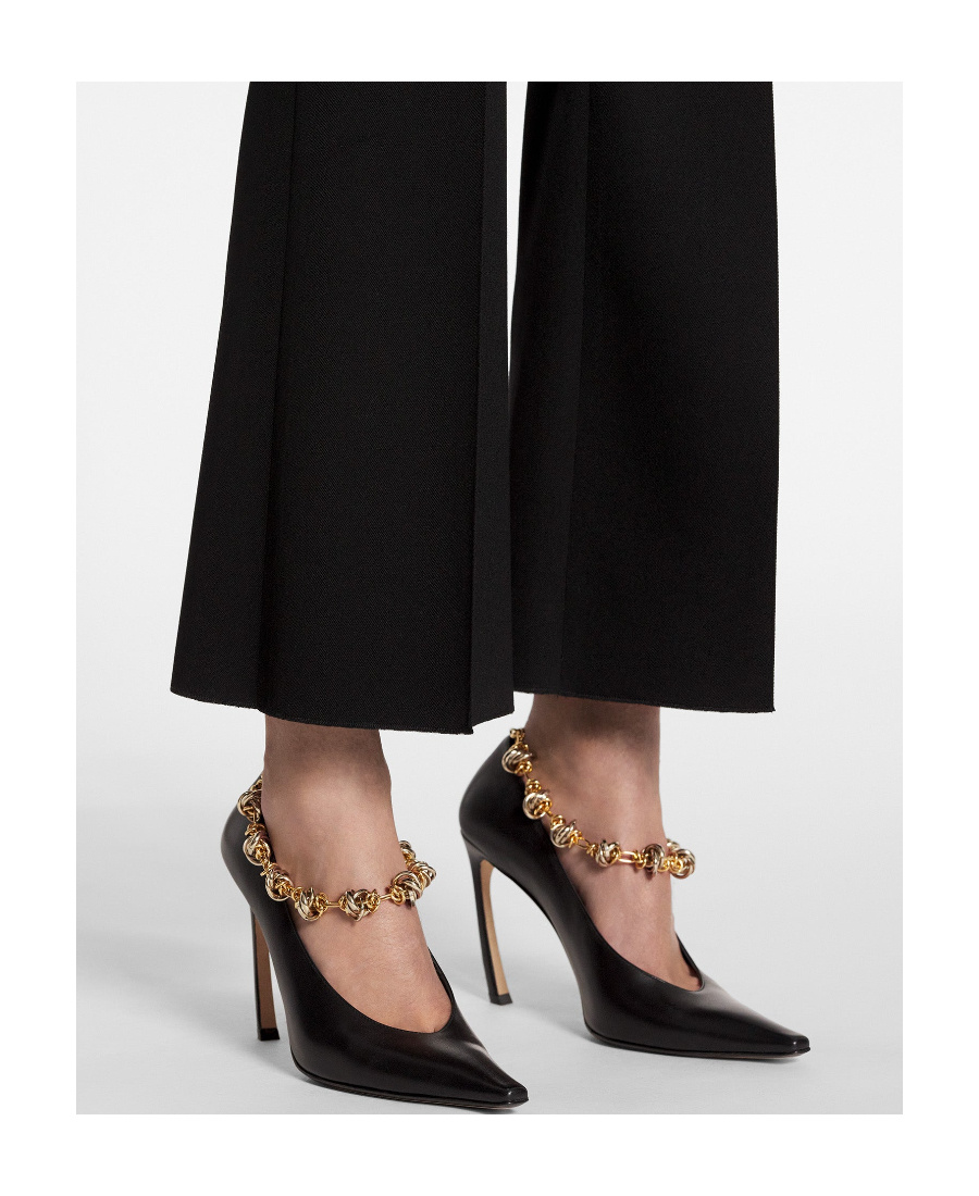 Lanvin Flared Cropped Wool Trousers In Black
