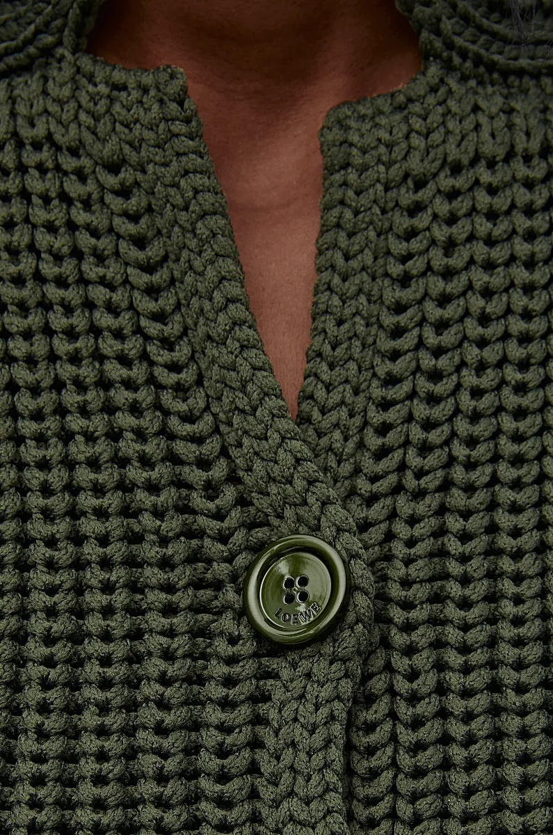 Loewe Cropped Cardigan In Technical Knit In Green