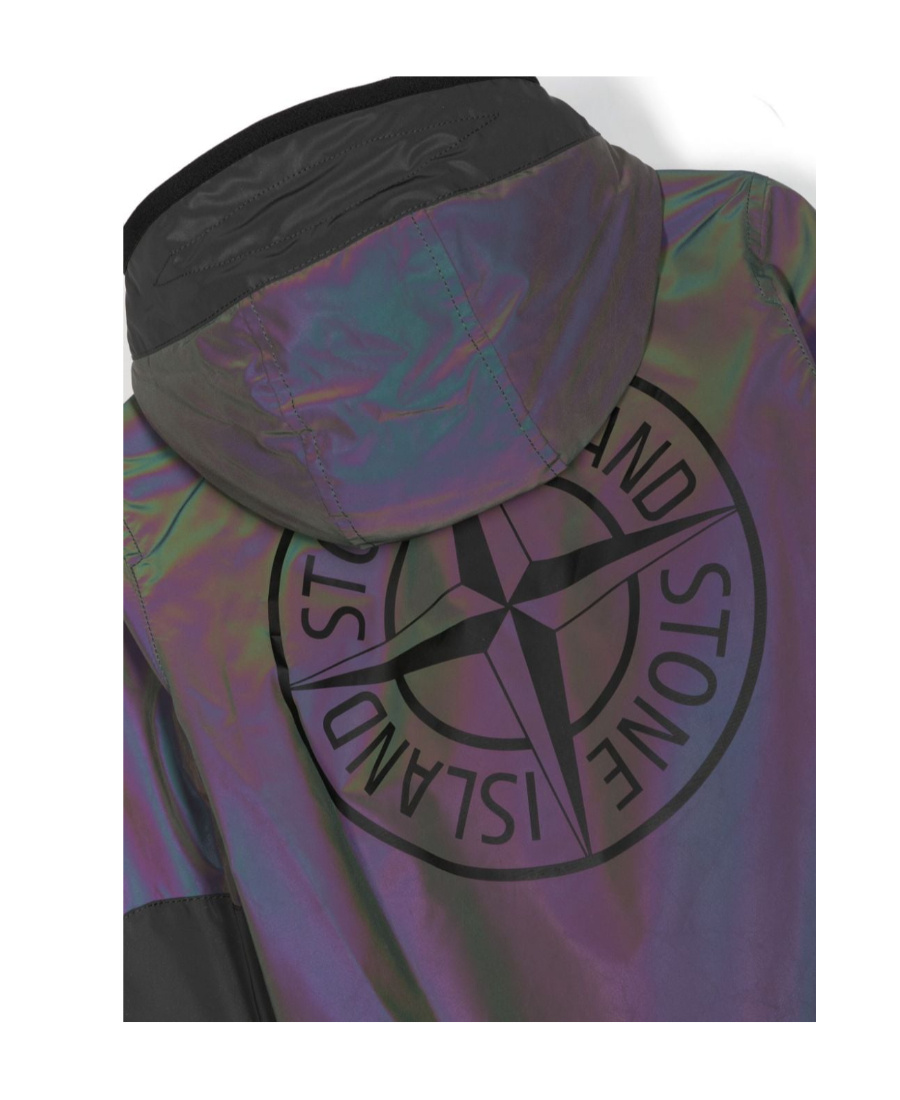 Stone Island Compass-print Hooded Jacket In Green