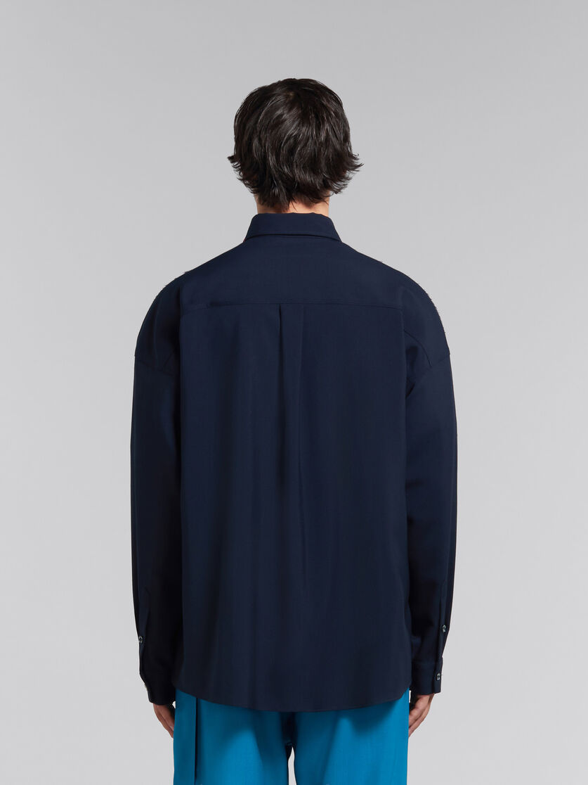 Shop Marni Blue Tropical Wool Shirt With Contrast Back
