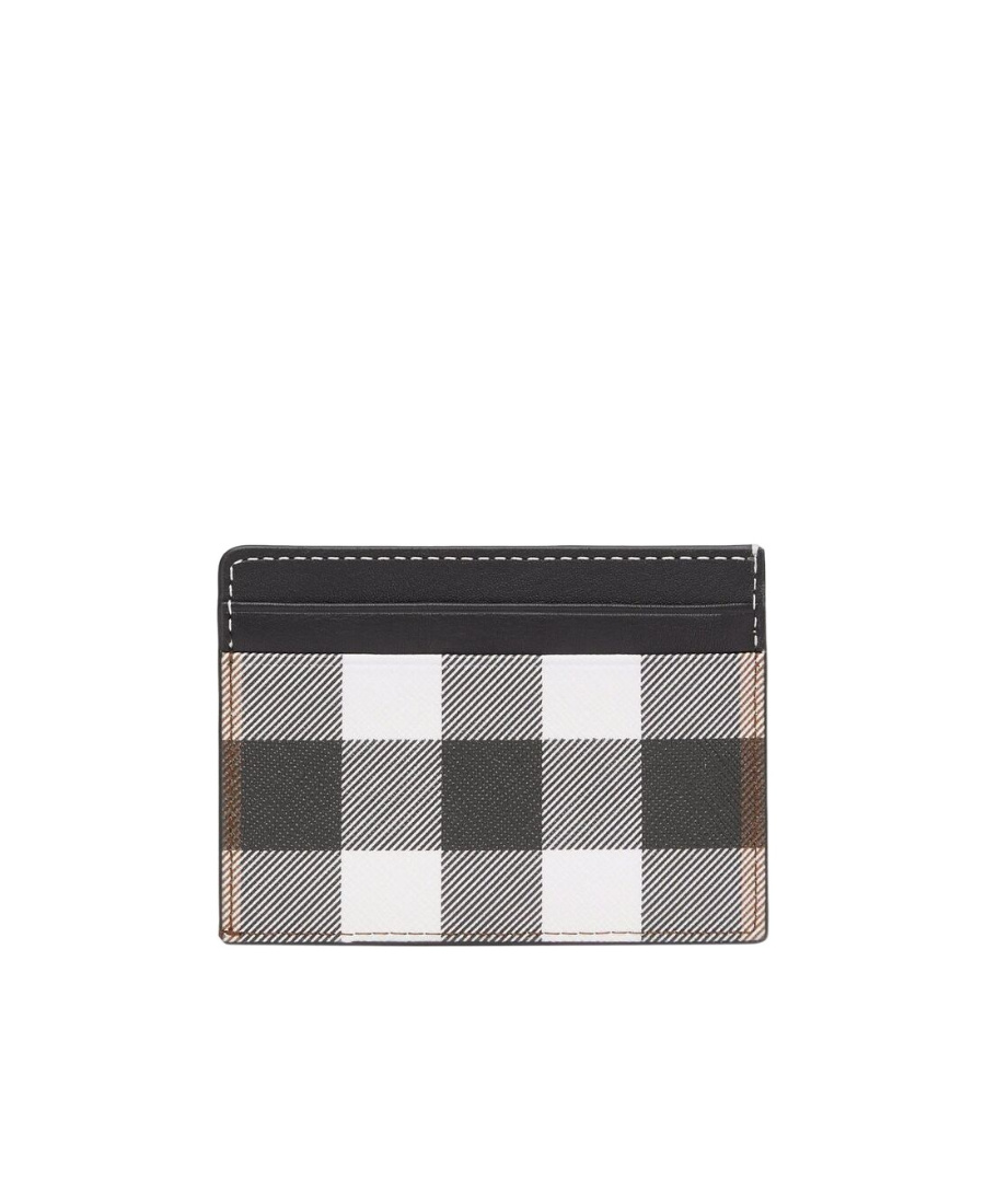 Burberry Rectangular Checkered Pattern Keyring And Keychain In Black
