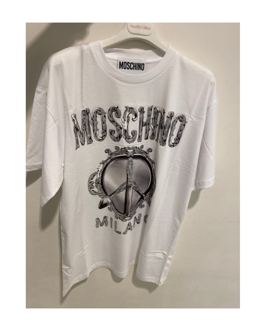 Moschino Item O-neck Short-sleeved T-shirt In White
