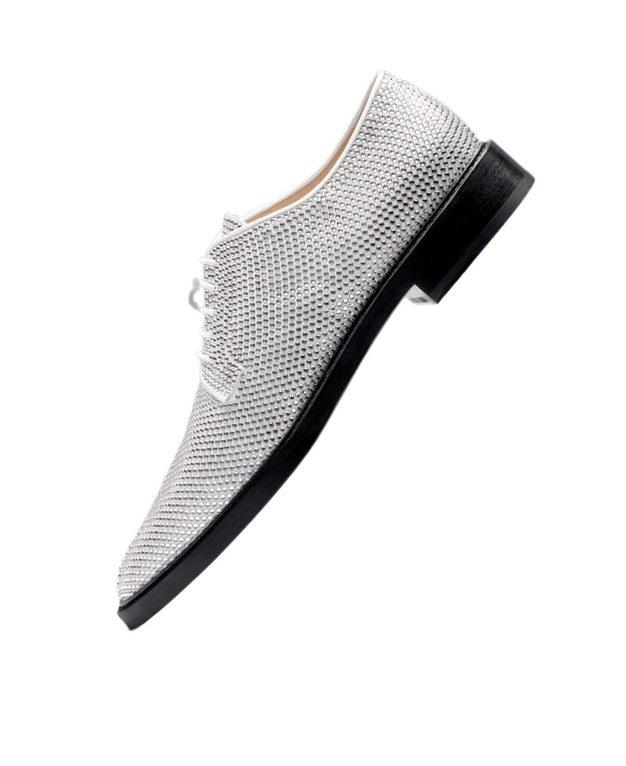 Maison Margiela Lace-up Shoes With Embellished Design And Textured Finish In White
