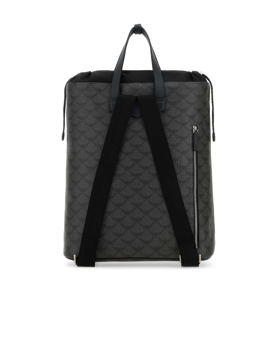 Mcm Medium Himmel Lauretos Logo Printed Backpack In Black