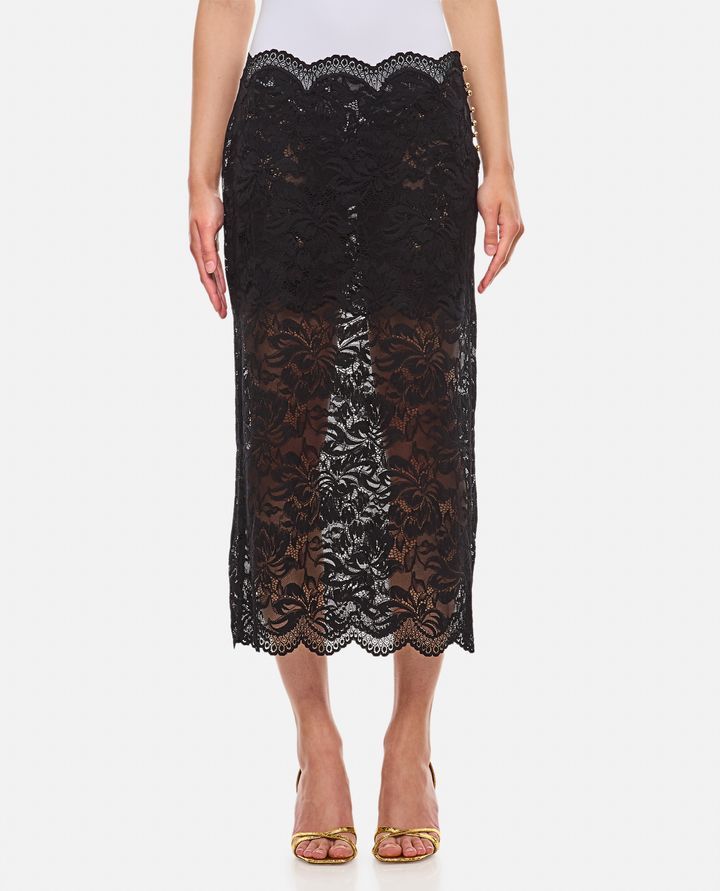 Rabanne Lace Cropped Midi Skirt In Black