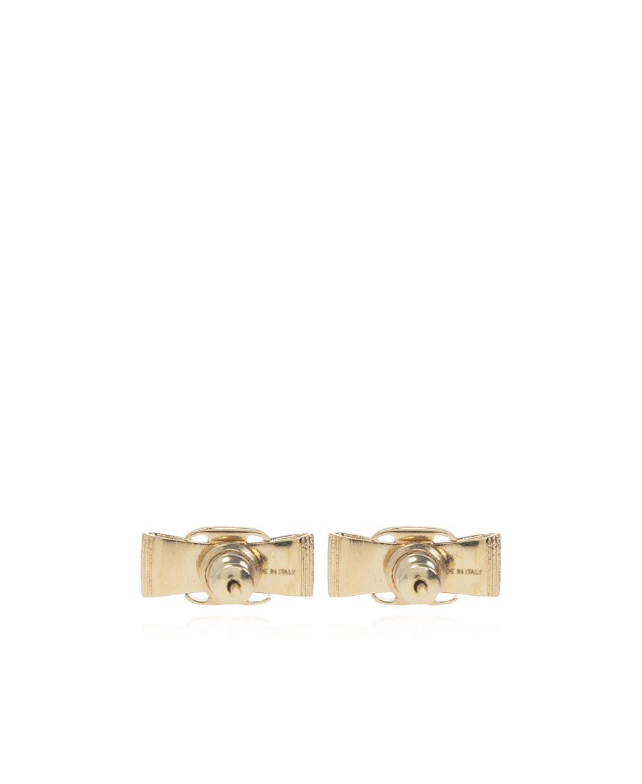 Ferragamo Vara Bow Detailed Earrings In Yellow