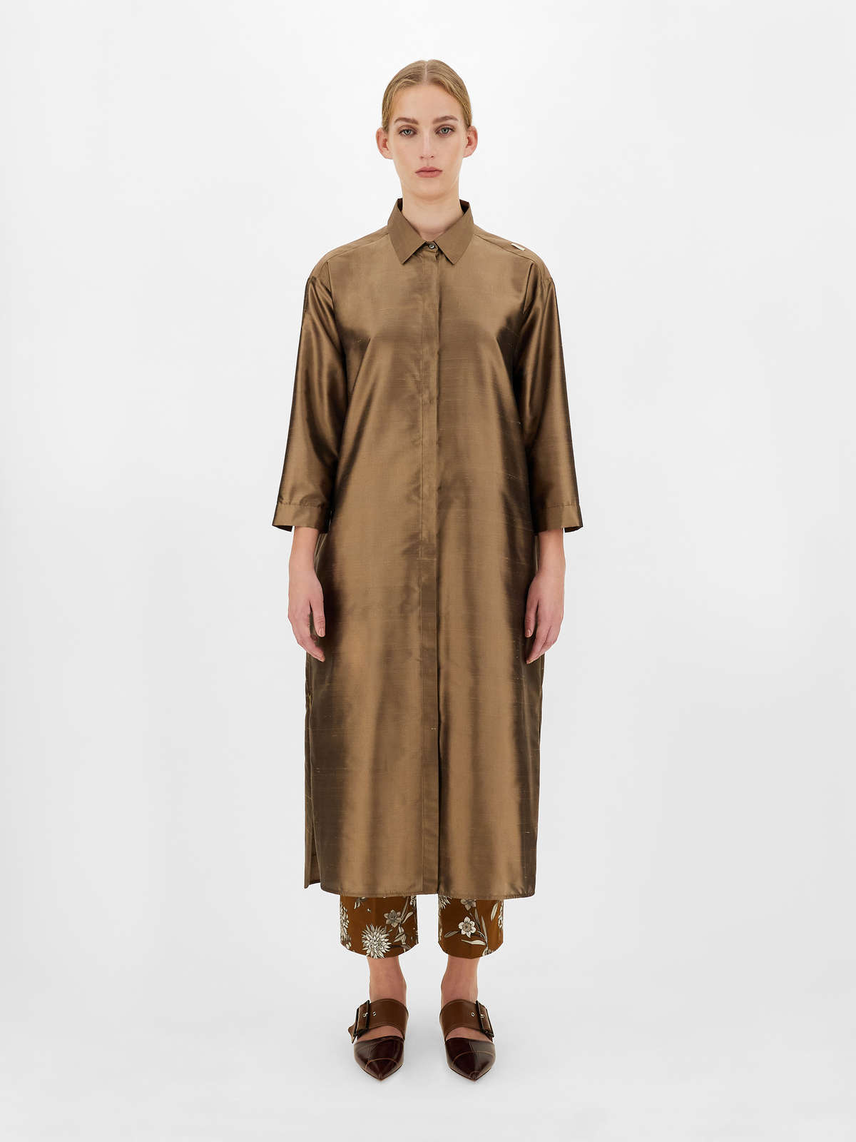 Max Mara A Long Shirt Dress In Green