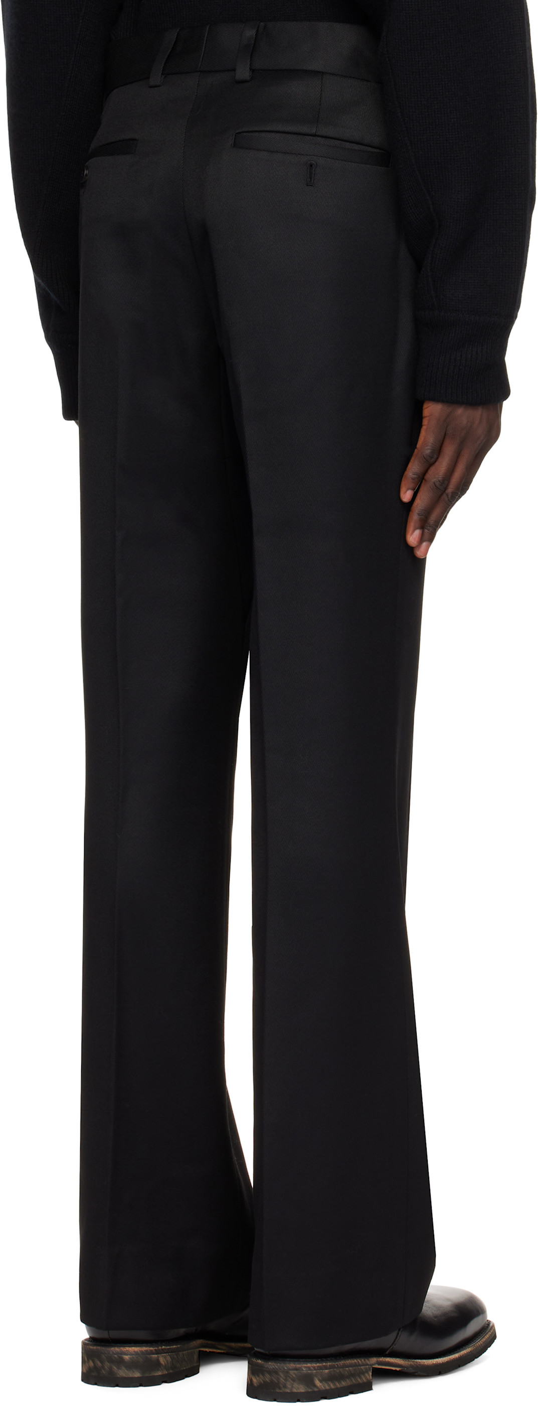 Wooyoungmi Black Wool Straight Trousers In Black