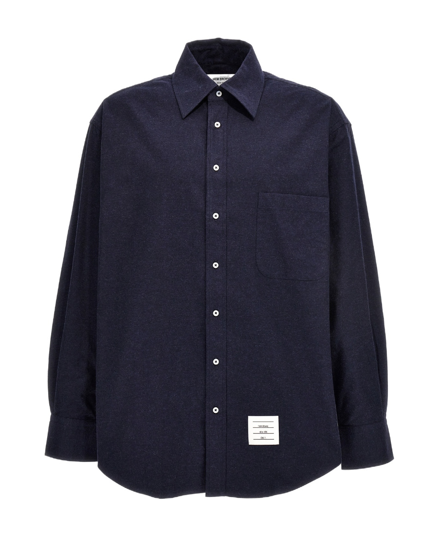 Thom Browne 4-bar Shirt In Light Wool In Black