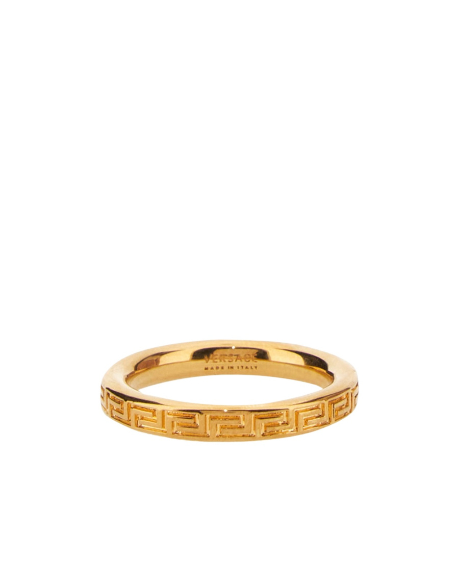 Versace Greek Key Engraved Ring In Yellow