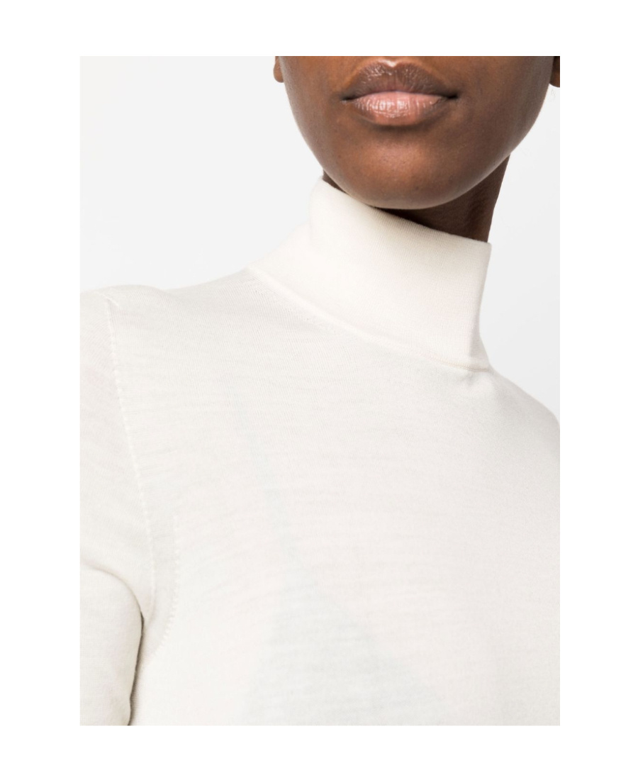 Max Mara Turtleneck Wool Jumper In White