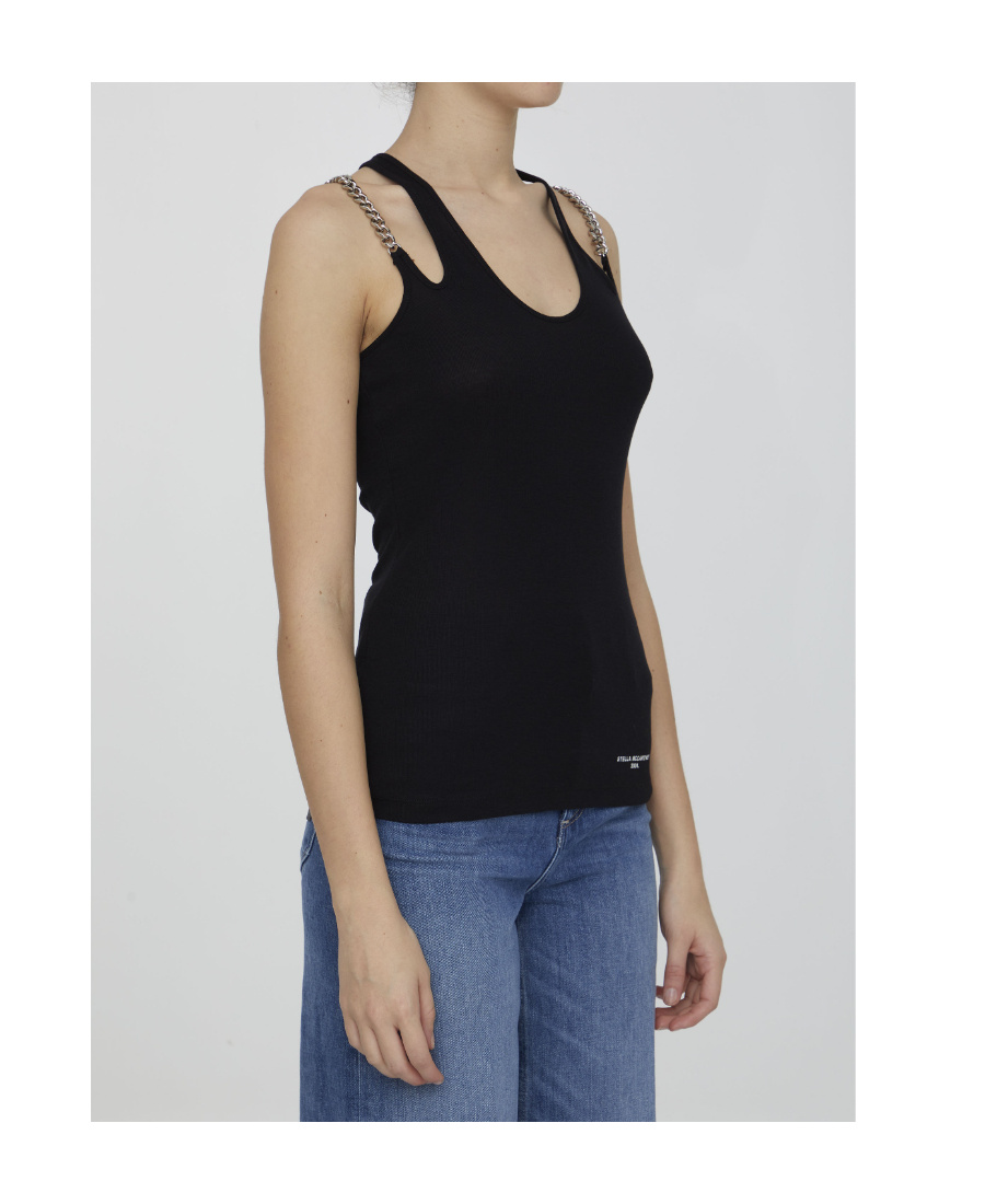 Shop Stella Mccartney Diamond-cut Strap Top In Black