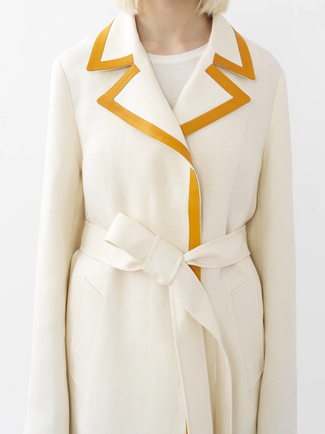 Chloé Leather-trimmed Linen-canvas Trench Coat In White