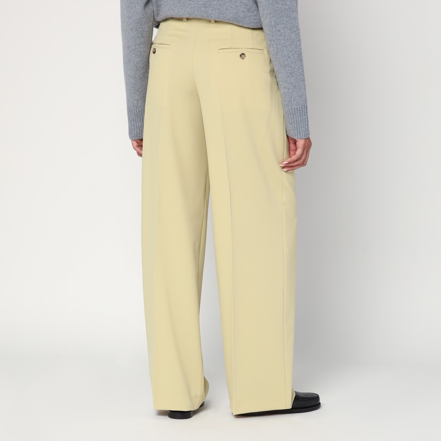 Ami Alexandre Mattiussi Wide Lime-coloured Wool Trousers In Neutral
