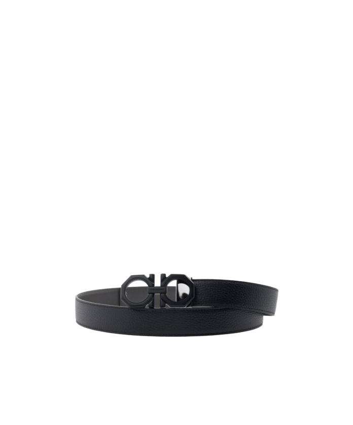 Ferragamo Logo Double-sided Belt In Black