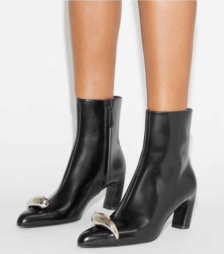 Tory Burch Pierced Leather Ankle Boots In Black