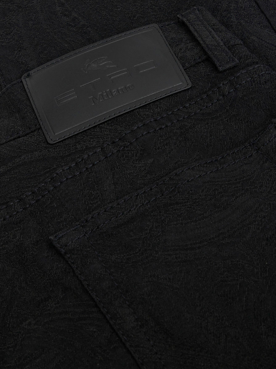 Etro Patterned-jacquard Slim-cut Jeans In Black