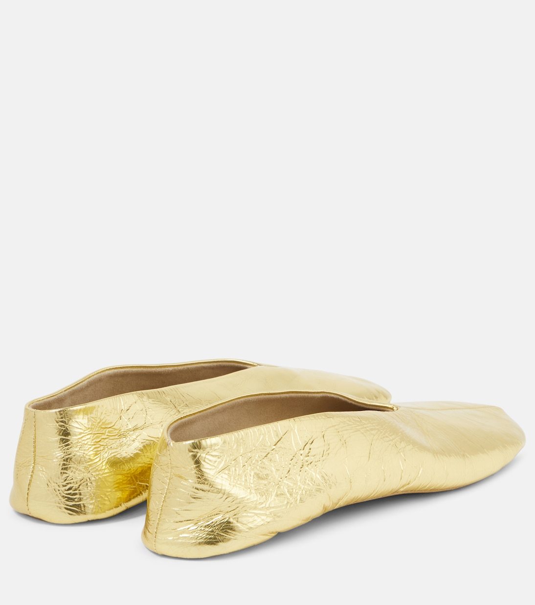 The Row Stella Metallic Leather Ballet Flats In Gold