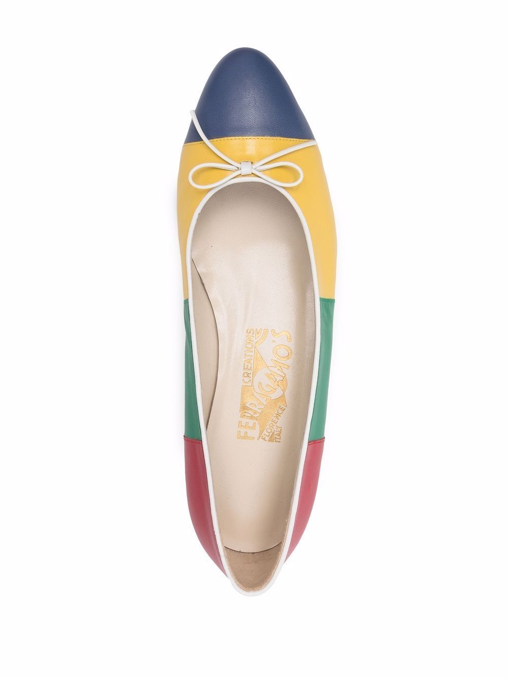Ferragamo Curiosa Colourblock Leather Ballerinas In Multicolor