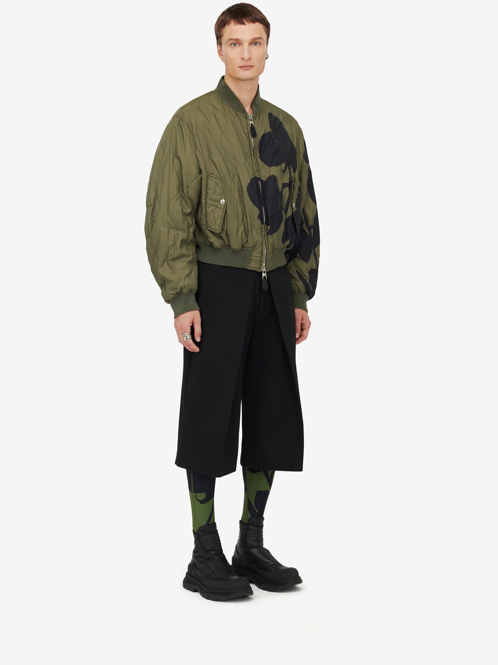 Alexander Mcqueen Orchid Quilted Bomber Jacket In Brown