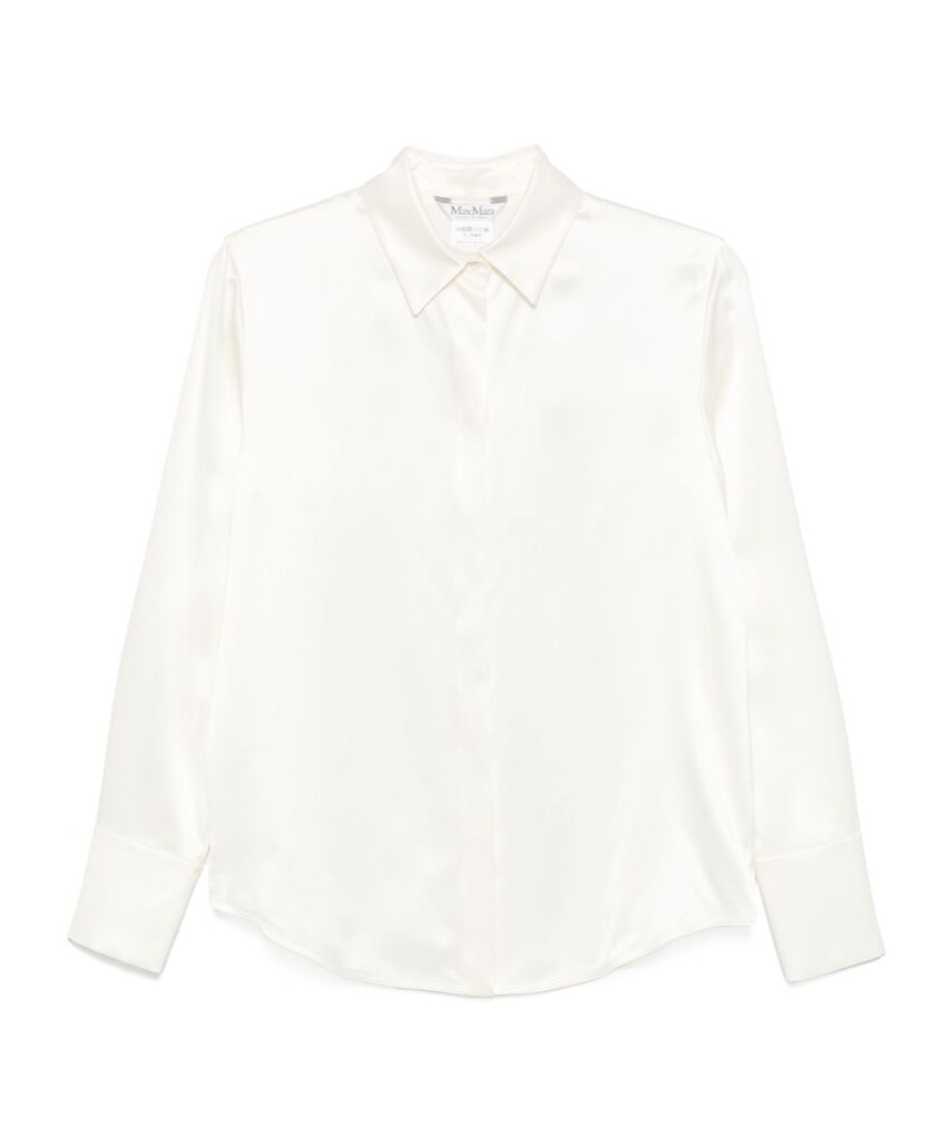 Max Mara Buttoned-cuff Long Sleeves Top With Pointed Collar In White