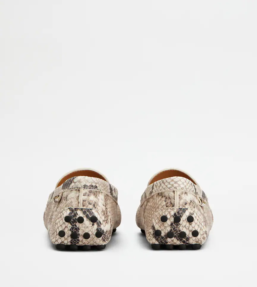 Tod's Snake-effect Leather Driving Loafers In Multi