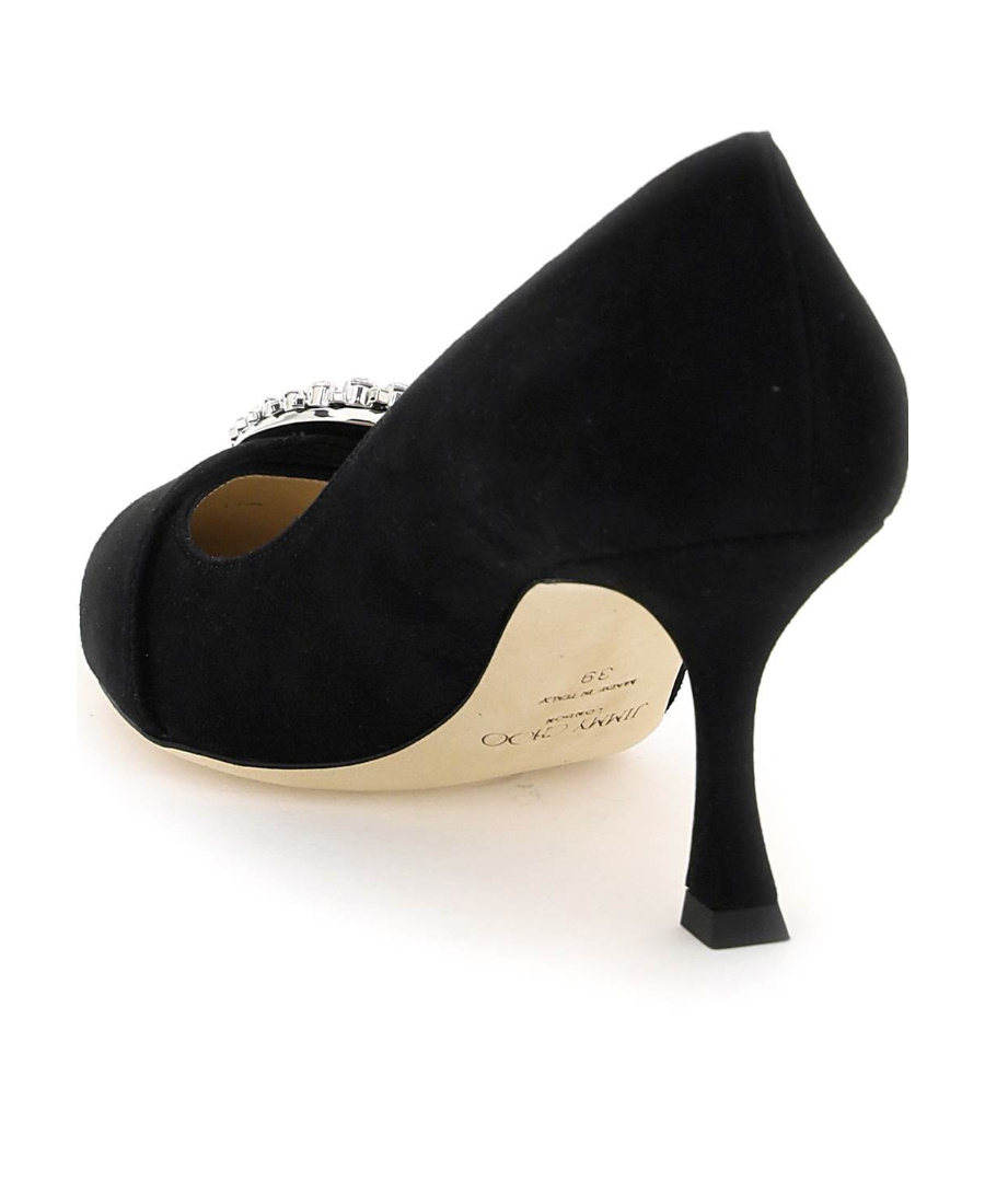Jimmy Choo Melva 90 Embellished Suede Pumps In Black
