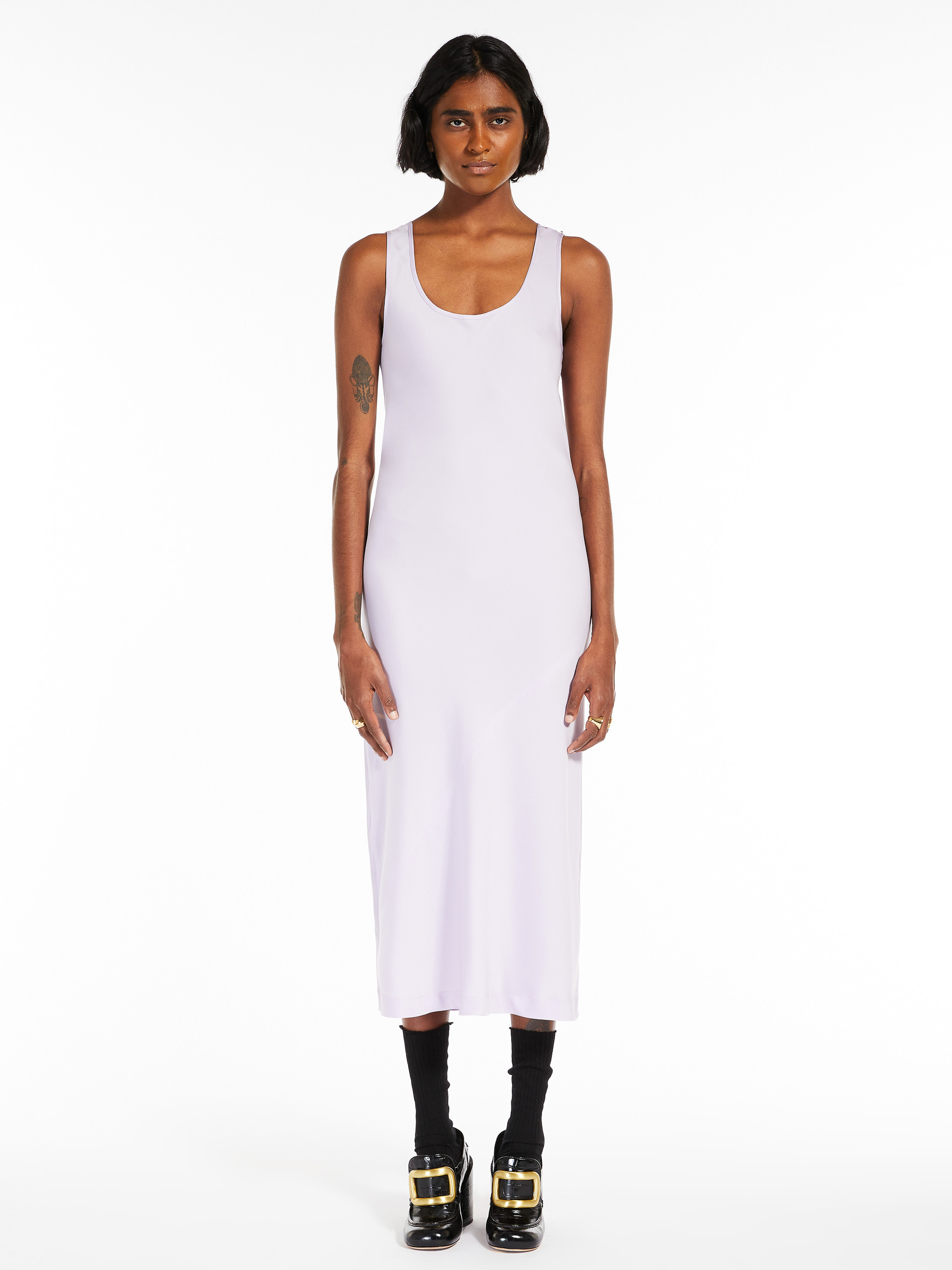 Sportmax Stretch Silk Sleeveless Dress In White