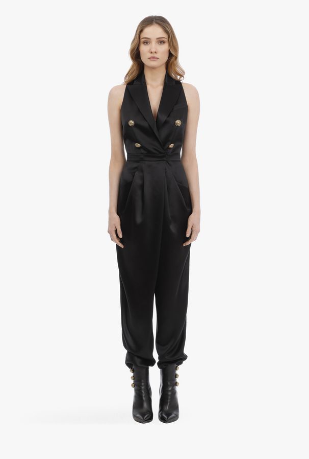 Balmain Double-breasted Jumpsuit In Black