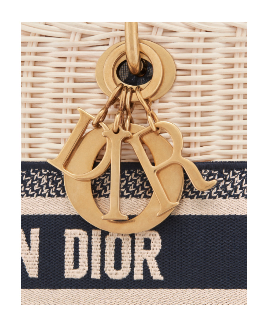 Dior Lady  Medium Wicker Handbag In Nude