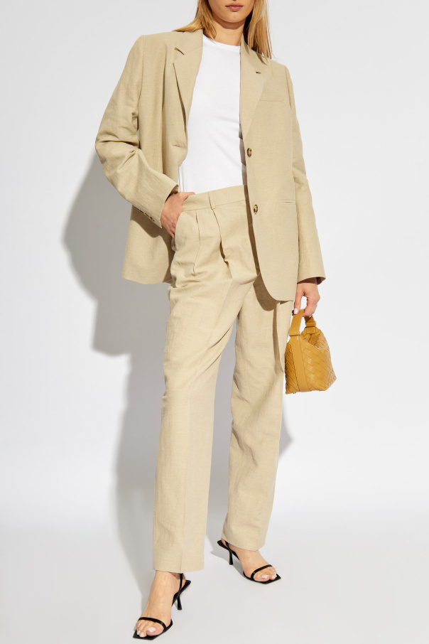 Totême Pleat-detail Tapered Trousers In Nude