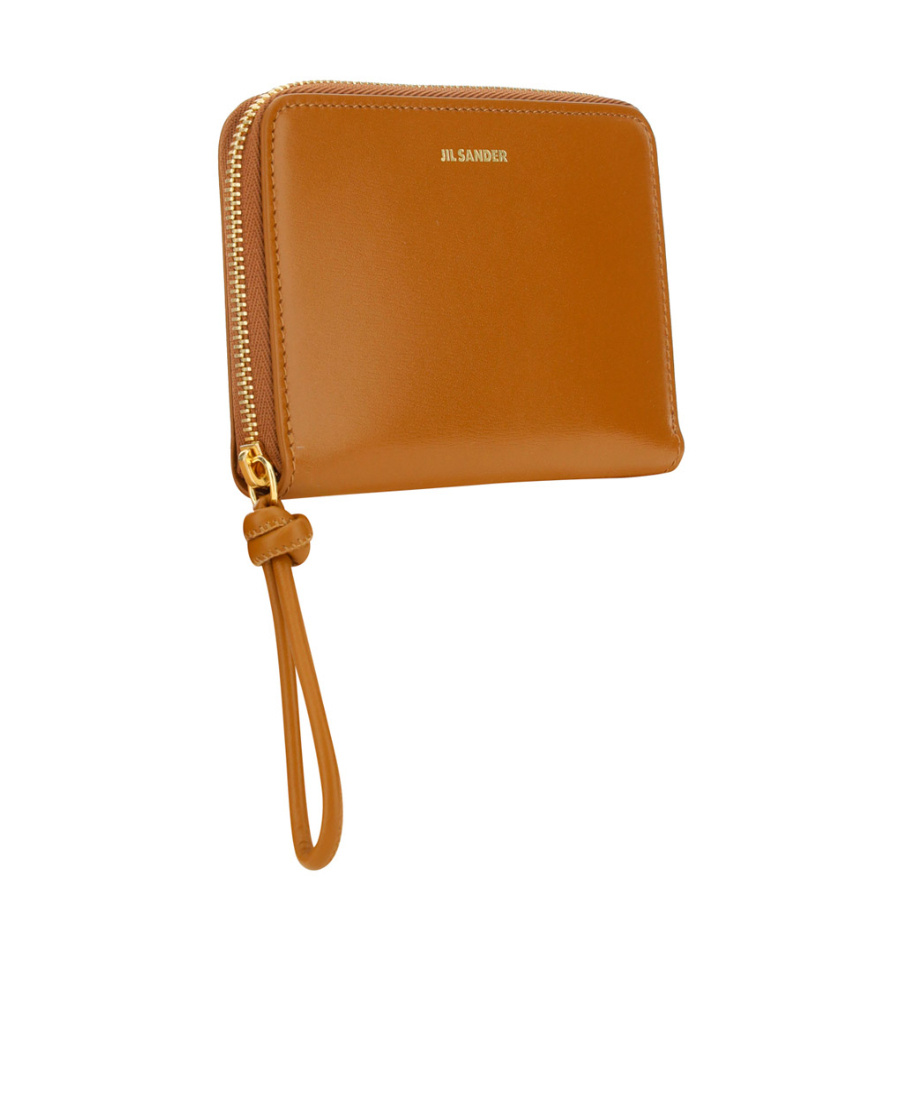 Jil Sander Logo-print Zip-up Wallet In Brown