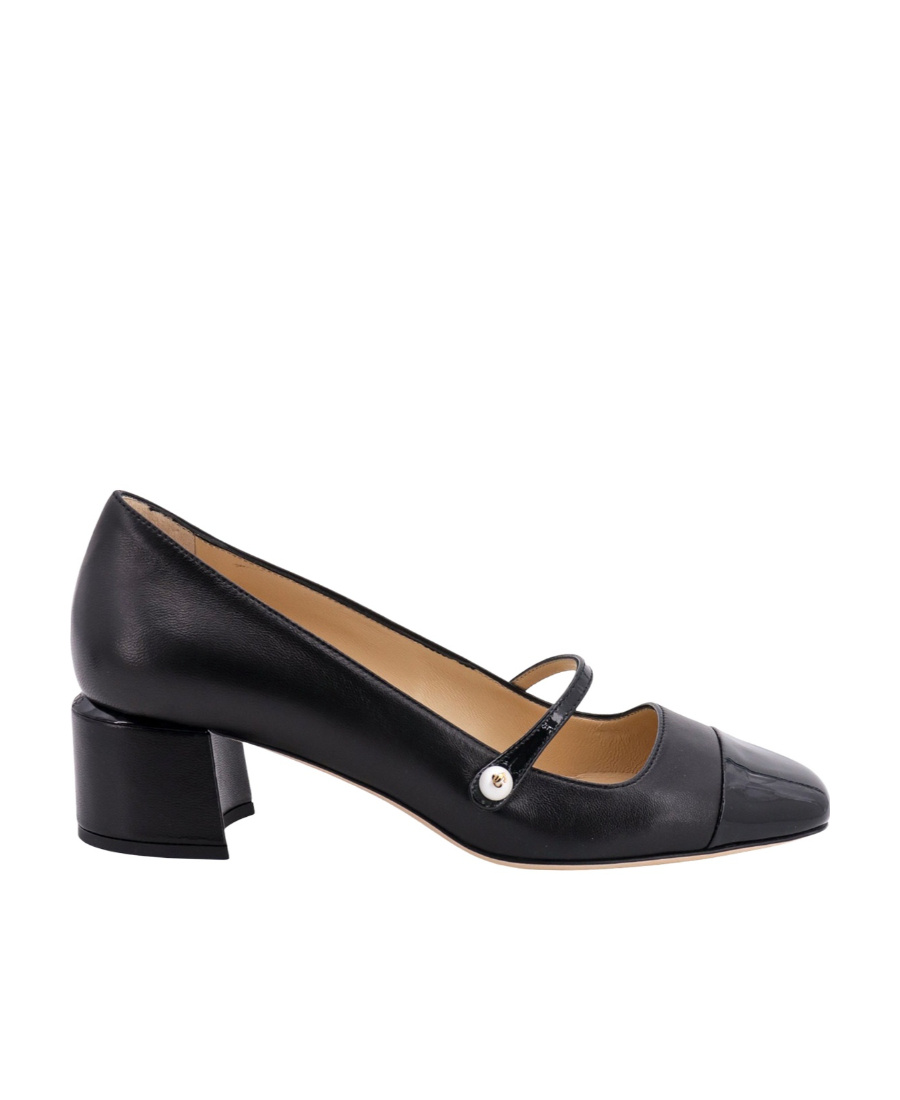 Jimmy Choo 'elisa 45' Black Pumps With Pearl Detail In Black
